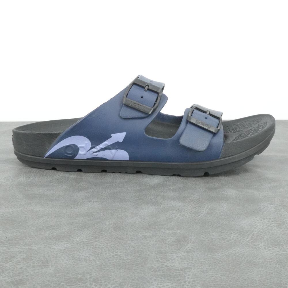 Gdefy Sandals Mens Size 13 Blue Black Double Buckle‎ Slip On Comfort Casual